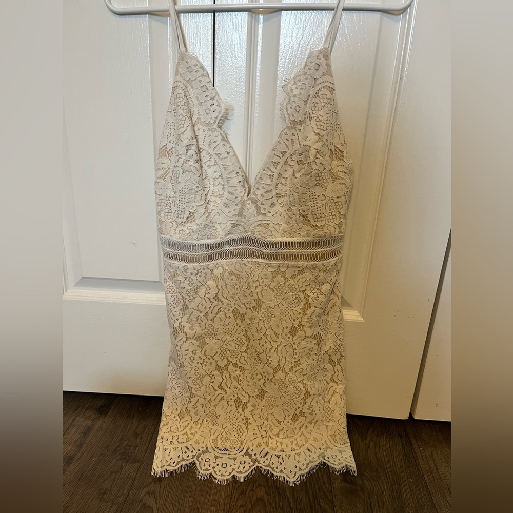 Superdown White Lace Mini Dress